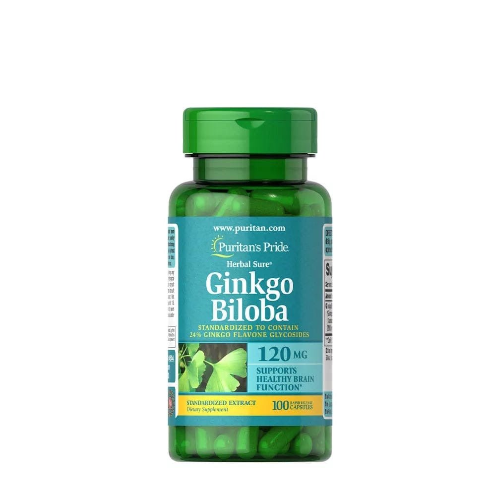 Puritan's Pride Ginkgo Biloba Standardized Extract 120 mg (100 Capsules) - RX Supplements